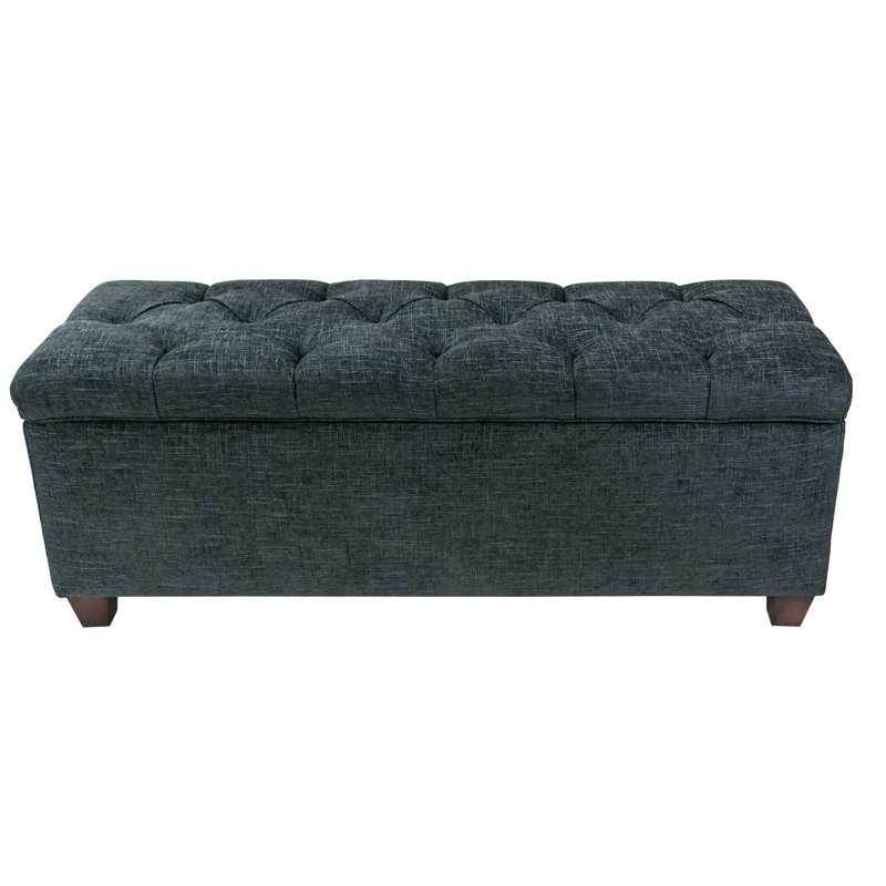 Heaney Polyester Blend Upholstered Storage Bench, Black