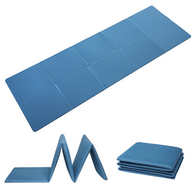 Foldable Yoga Mat TPE, Non Slip Exercise Fitness Mat for Women & Men, Portable Pilates Gym Workout Travel Mat for Yoga Stretching Home Training, 183 x 61 x 0.6 cm