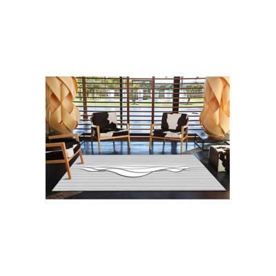 Tapis rayé à motif bouffi et tapis lavable