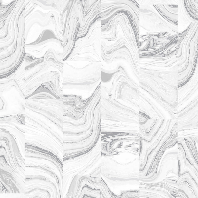 Rouleau de papier peint métallique 33 pi x 20,5 po agate tile Kinsley, Gris
