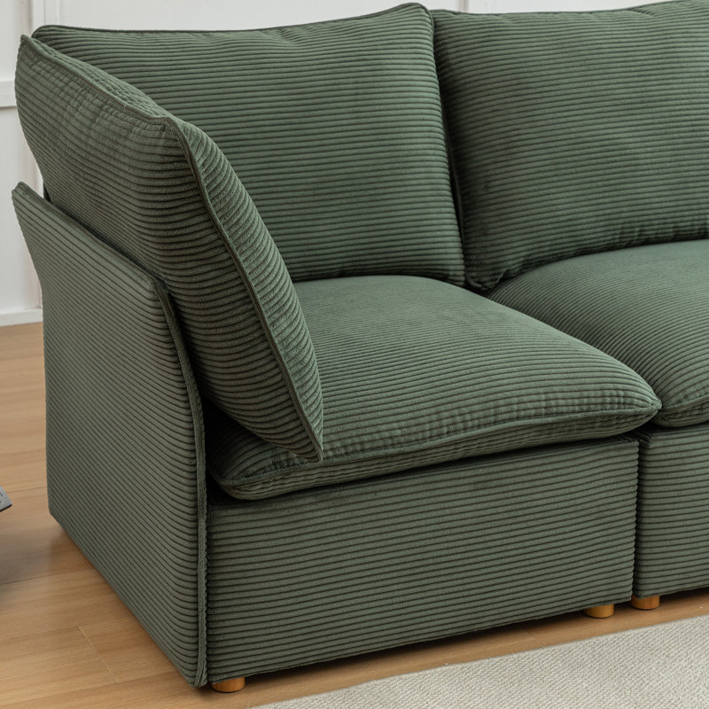 Hepworth Corduroy Loveseat Sofa With Cushions, Green
