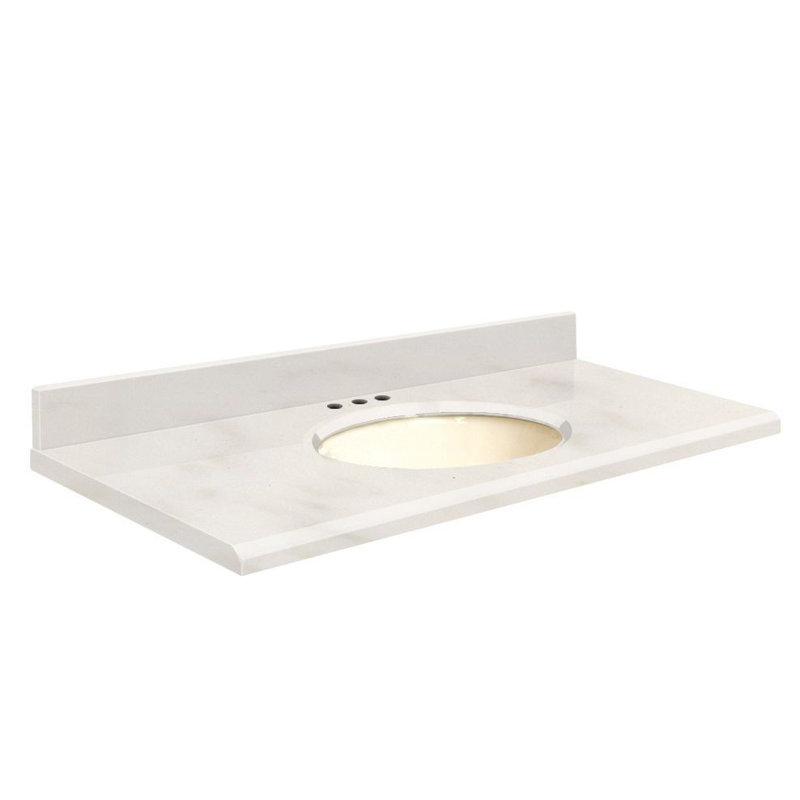 Dessus de salle de bain simple 31 po meuble-lavabo, Biscuit, Carmel, Décalé de 8 po