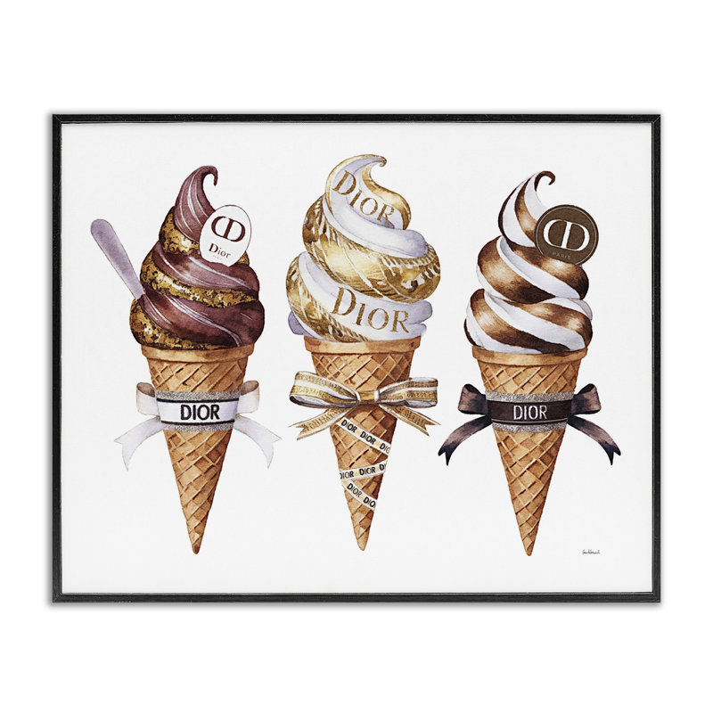Giclée encadrée de crème glacée Sweet Glam, design par Amanda Greenwood, H 16 po x l 20 po, Giclée encadrée noir minuit