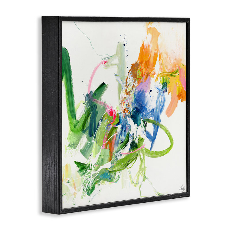 «Confident Green Abstraction», estampe numérique conçue par Design Fabrikken, Giclée encadrée noir minuit, H 12 po x l 12 po