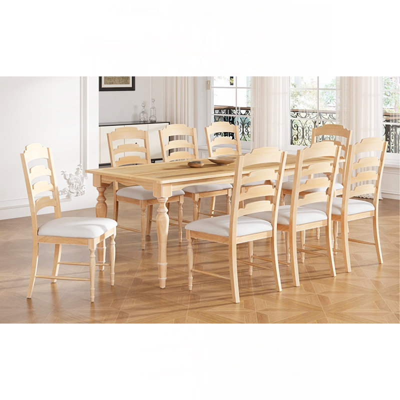 Ensemble de table de salle à manger à rallonge 9 pièces 82,7 po avec rallonge amovible de 23,6 po et 8 chaises rembourrées pour 8 personnes Vintage