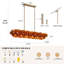 Lustre linéaire en laiton 6 lumières et îlot de cuisine 55 po avec verre ambré martelé Aaron -258378849