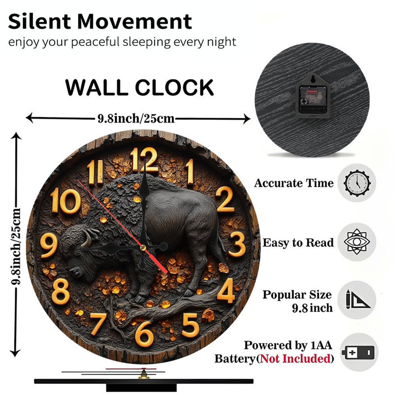 Horloge murale en bois Bison