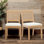 Chaises de cuisine en lin rembourrées à dossier en rotin - Ensemble de chaises de salle à manger de style Mid-Century moderne avec structure en bois franc naturel