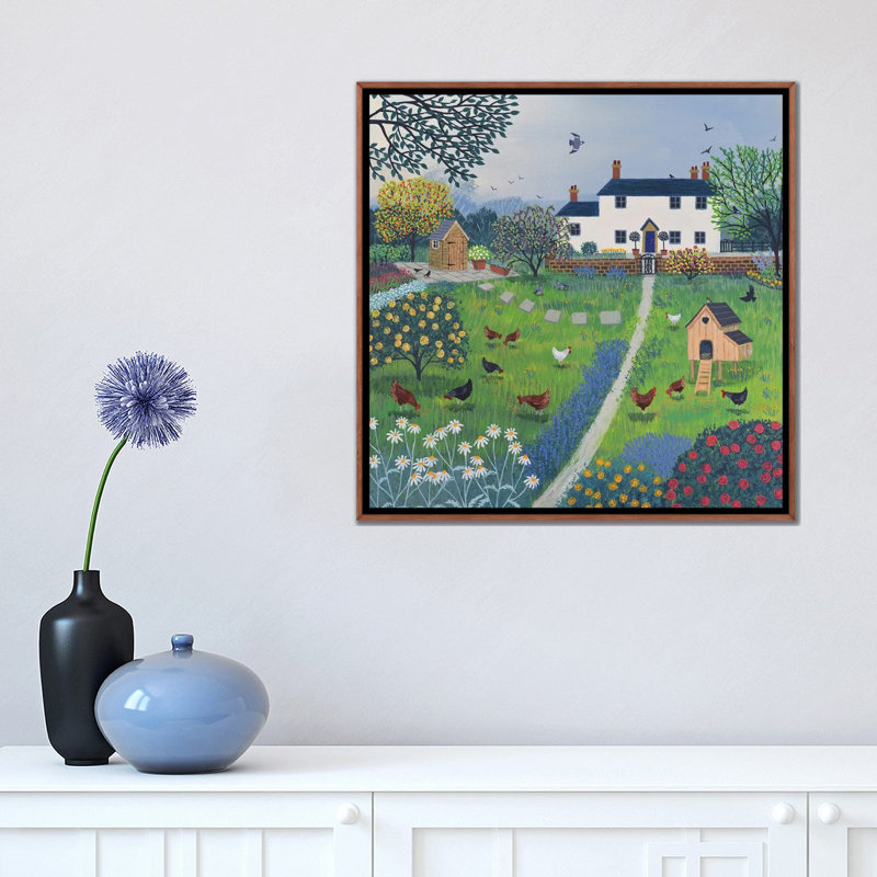 "The Hen House" par Jo Grundy, reproduction d’art, Pas de tapis, H 18 po x l 18 po x 1,5 po