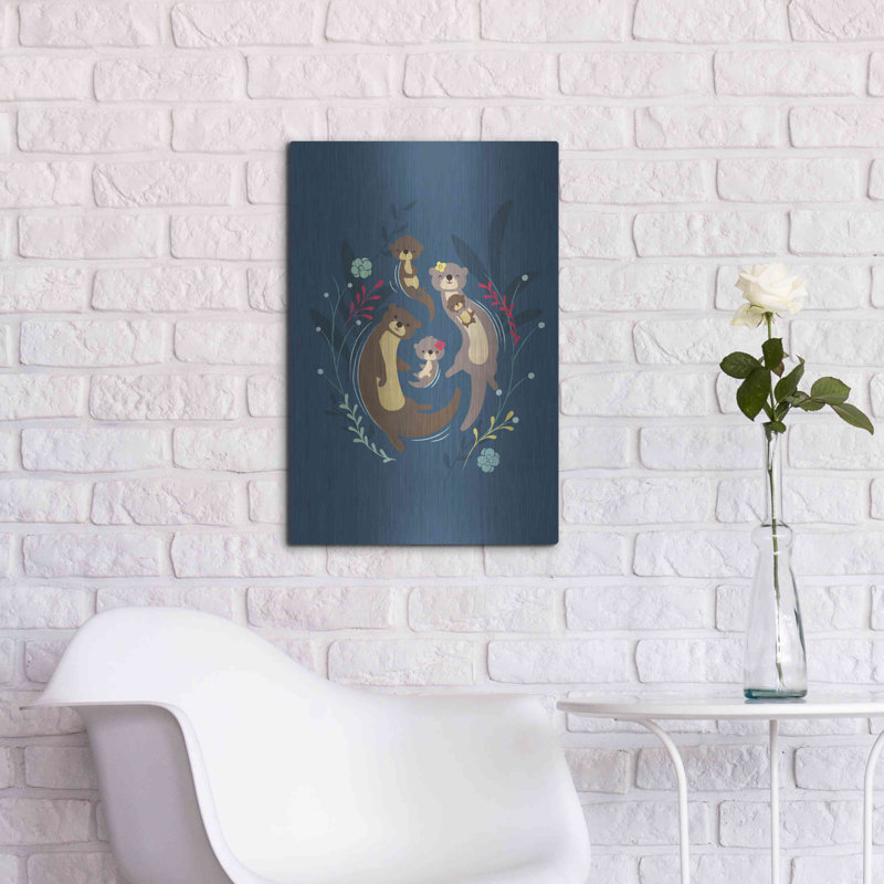 «Otter Family» par Jay Fleck, art mural en métal, H 24 po x l 16 po x P 0,2 po