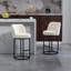Ensemble de 2 tabourets de bar à hauteur de comptoir - motif tonneau - tissu de lin - pieds-1314153632