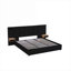 Lit plateforme très grand avec rangement, lit plateforme hydraulique en velours noir élégant avec tablettes intégrées, lampes et ports USB pour la chambre à coucher