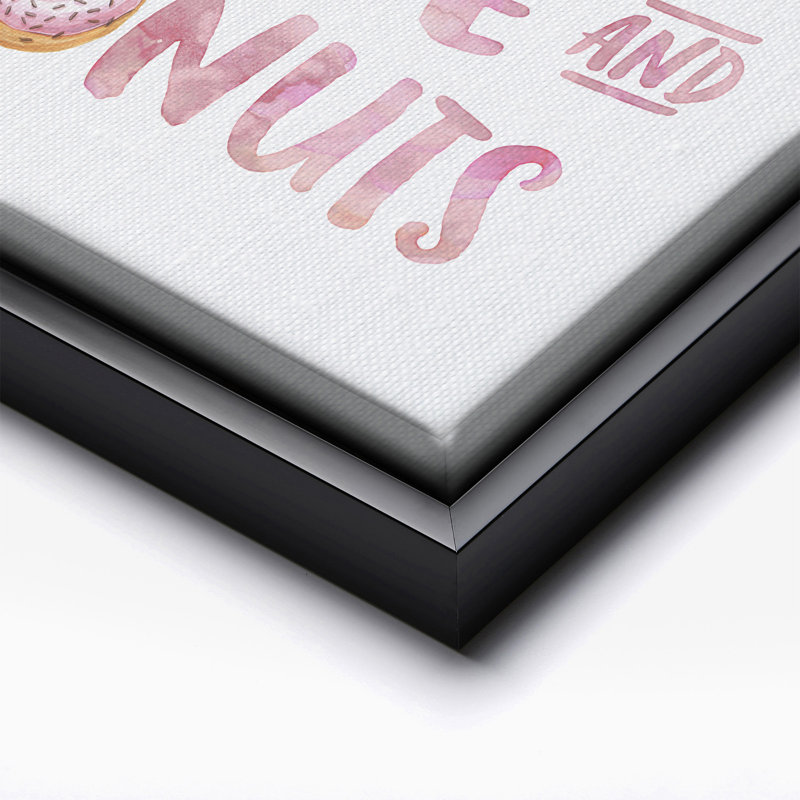 Love and Donuts, Cadre noir, Canvas, H 16 po x l 20 po