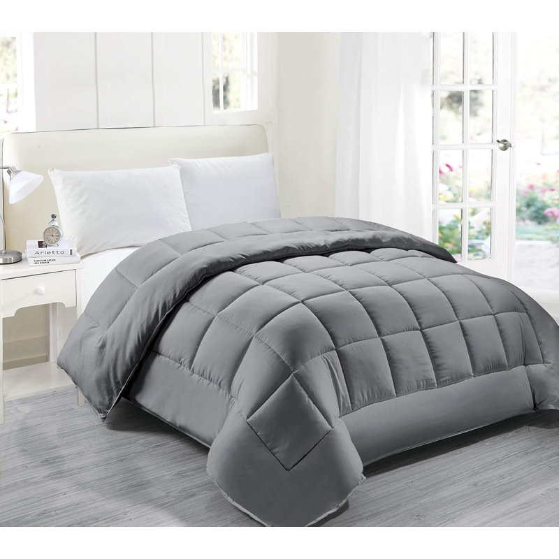 Édredon en duvet synthétique toutes saisons Crystal, Édredon double / grand, Gris