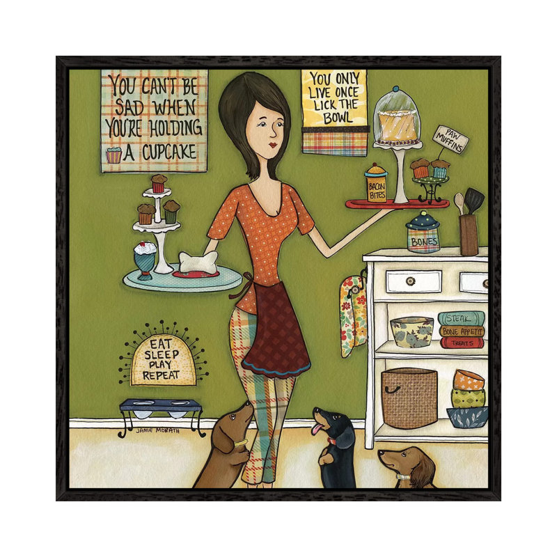 Paw Muffins by Jamie Morath - Print on Canvas, Black Framed, 45.72 cm H x 45.72 cm W