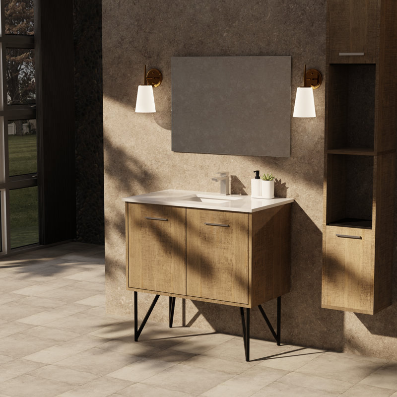 Lancy 36 in W x 20 in D Bath Vanity Top and Mirror, White Cultured Marble
