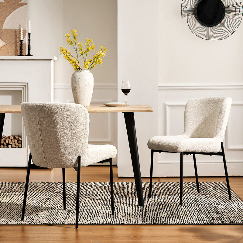 50cm H Fabric Upholstered Side Chair in Beige