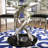 Beulah Round Glass Top Metal Base Dining Table