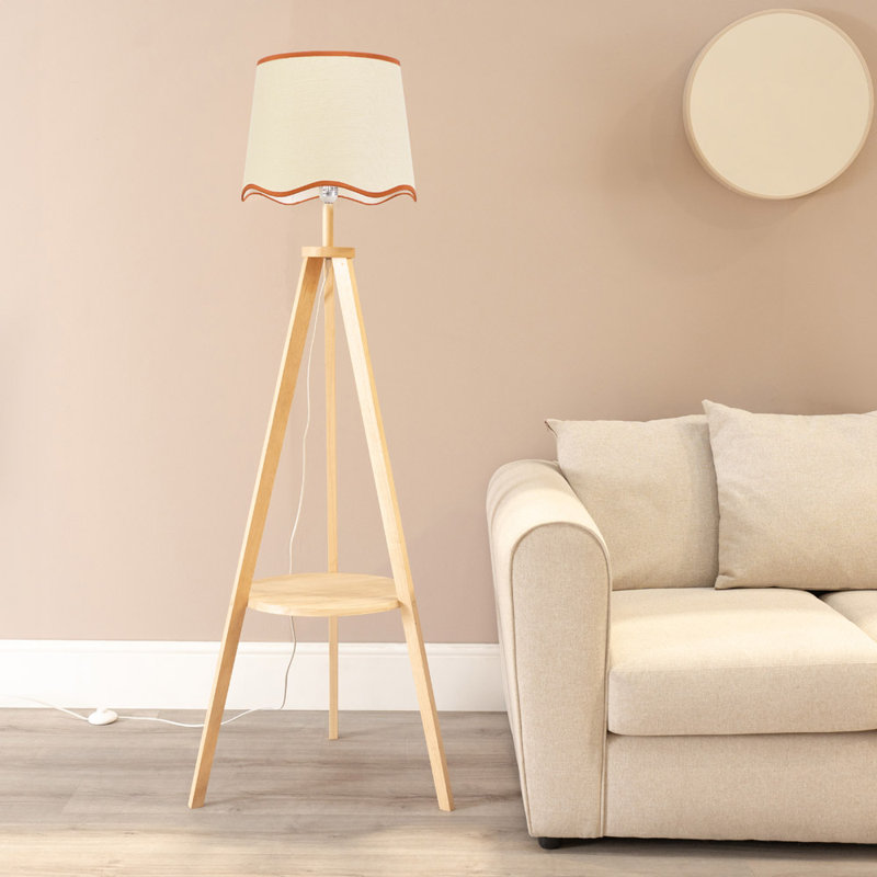 Ryelan 151cm Tripod Floor Lamp, Natural/Red, Natural, Yes
