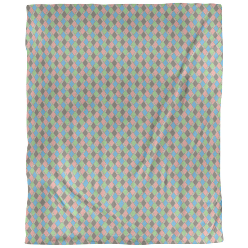 Tissu diamants, Brun / Vert, L 58 po x l 36 po, Sergé de coton
