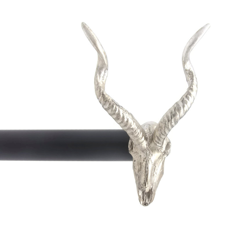 Tringle à rideaux simple Sheilds Addax Skull, H 1 po x l 84 po x P 1 po, Argent/noir