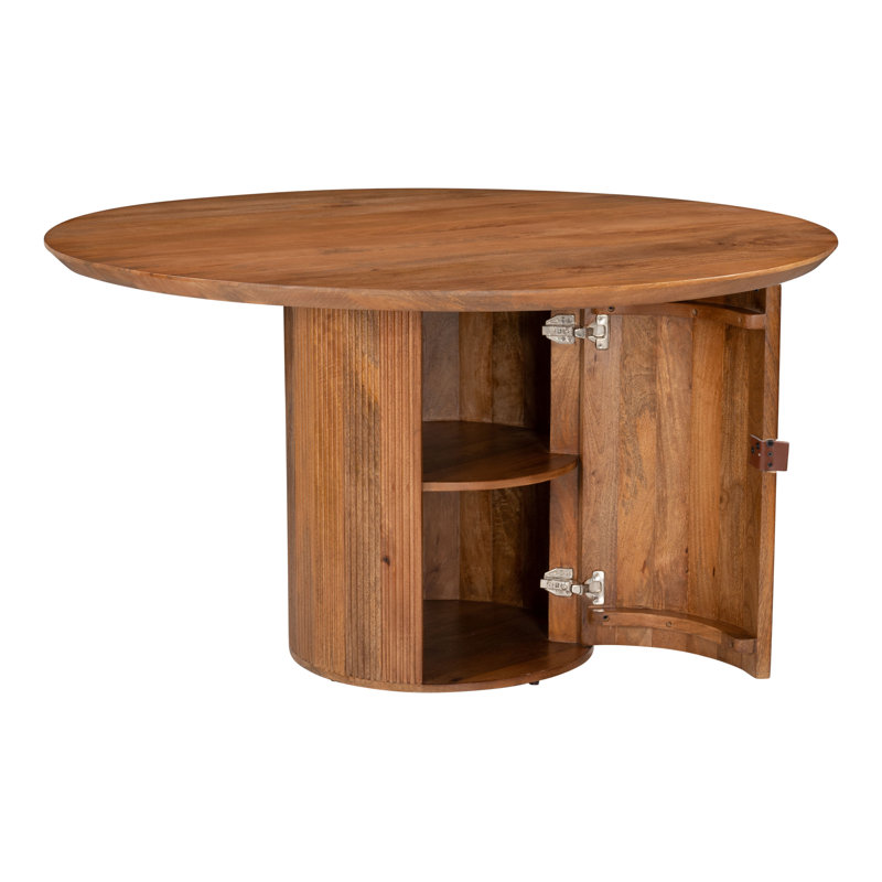 Round Solid Wood Dining Table, Brown
