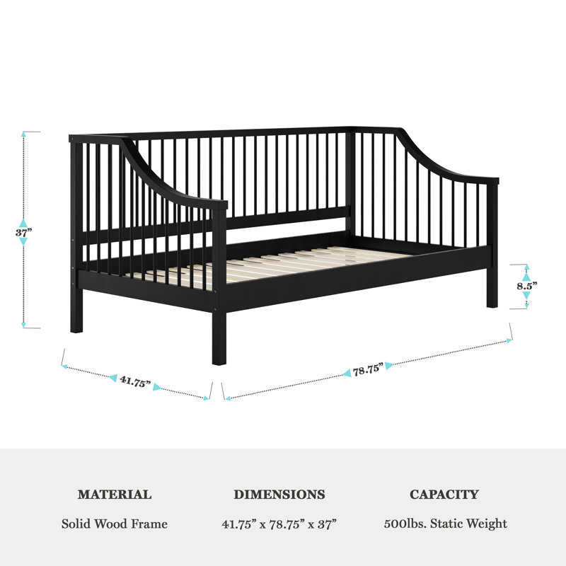 Lit de jour en bois Martha Stewart Neely, Noir
