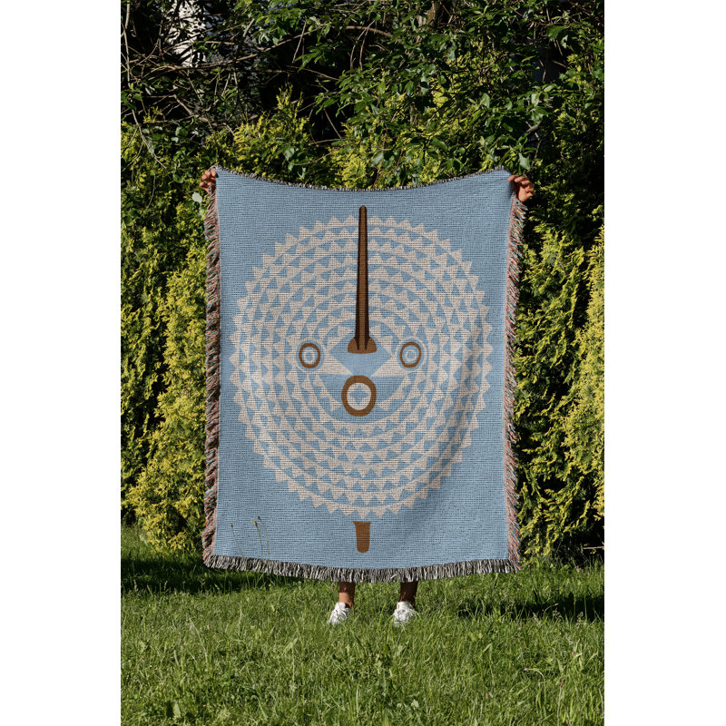 Couverture 100% coton Mossi, L 70 po x l 50 po, Bleu ciel