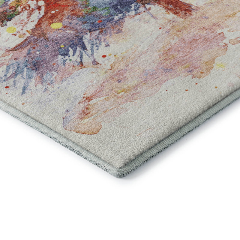 Premium Machine Washable Dockside AMF1809 Watercolor Christmas Tree Rug, Rectangle 8' x 10'