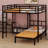 Metal Bunk Bed With Folding Desk, Closet With LED