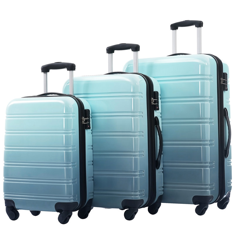 Valise extensible 3 pièces avec roulettes Hardshell, Blue+Multi