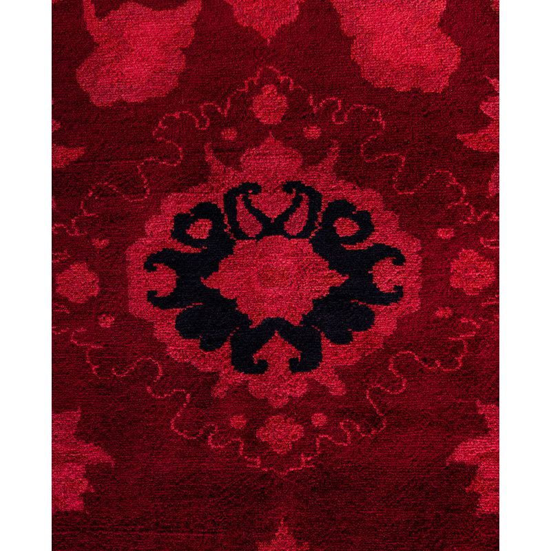 Overdyed Hand-Knotted Wool Modern-Contemporary Red Area Rug 8' 10" x 11' 10"