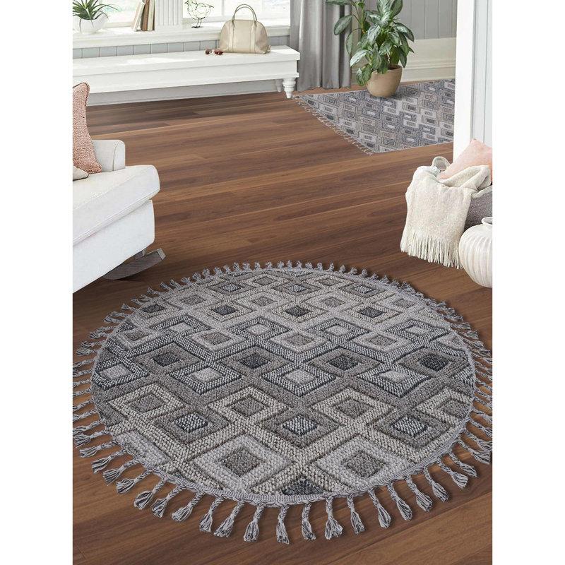 Luxurious Round Area Rug, Grey, 31.5 inches Diameter | 100% Polypropylene, 1500 g/m² | Pile Height: 0.3 inches, Durable Jute Backing | Soft, Stylish, and Easy to Clean for Modern Living Spaces & Bedrooms