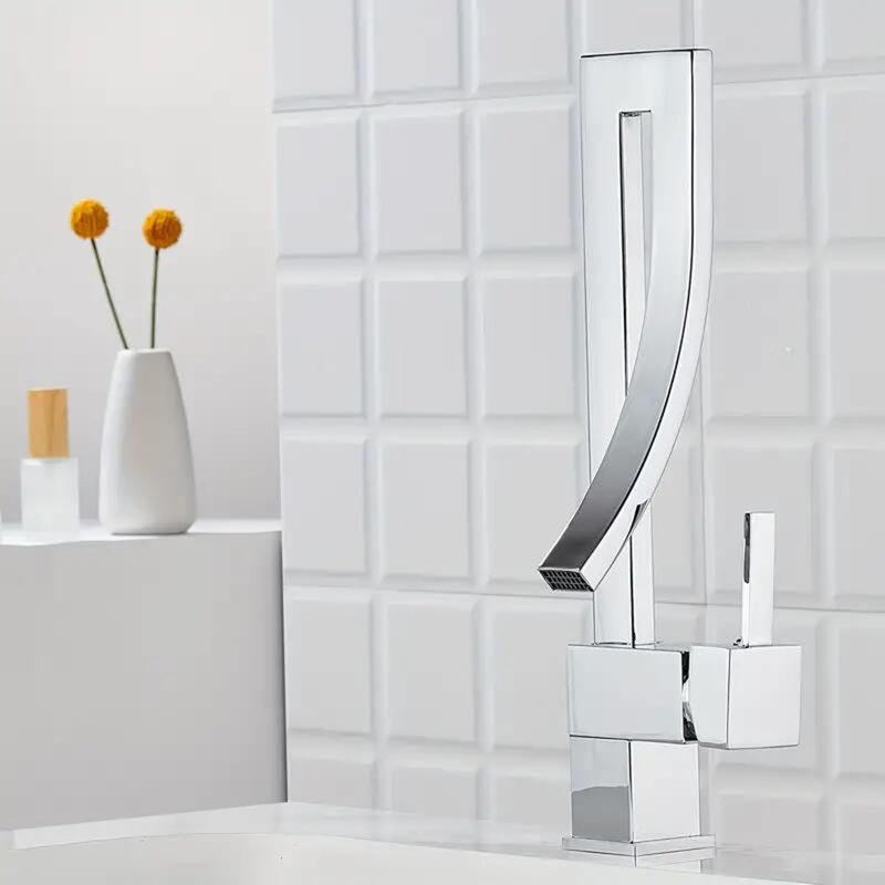 Robinet de salle de bain monocommande à fixation sur le comptoir, Nickel brossé