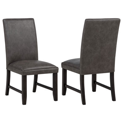 Vinia Faux Leather Upholstered Dining Side Chair Dark Grey (Set Of 2)