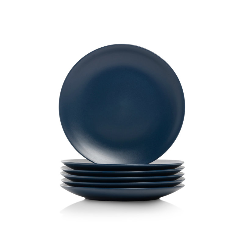 Midnight Blue Matte Ceramic Salad/Dessert Plates, Set of 6