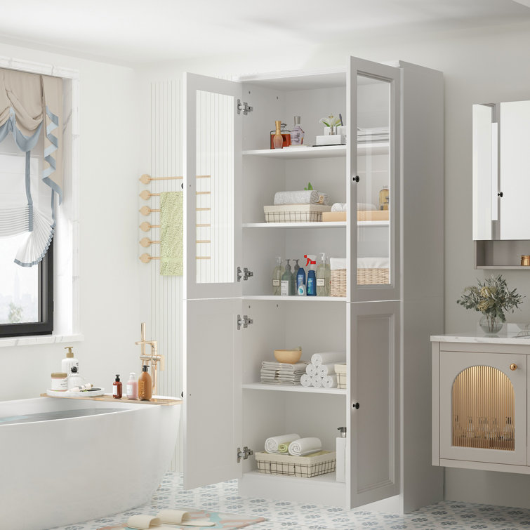 Pernell 31 W x 63 H x 16 D Free-Standing Bathroom Cabinet Lark Manor Finish: Pure White