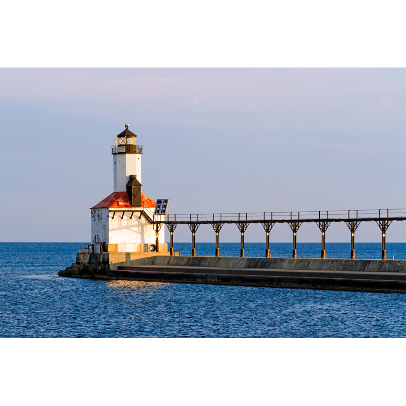 Guajardo Michigan City Lighthouse 1 Piece Wrapped Canvas Wall Art, 81cm H x 122cm W x 3.8cm D