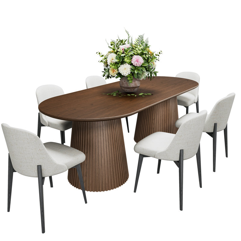 Ensemble repas 6 personnes Talisa, Noyer