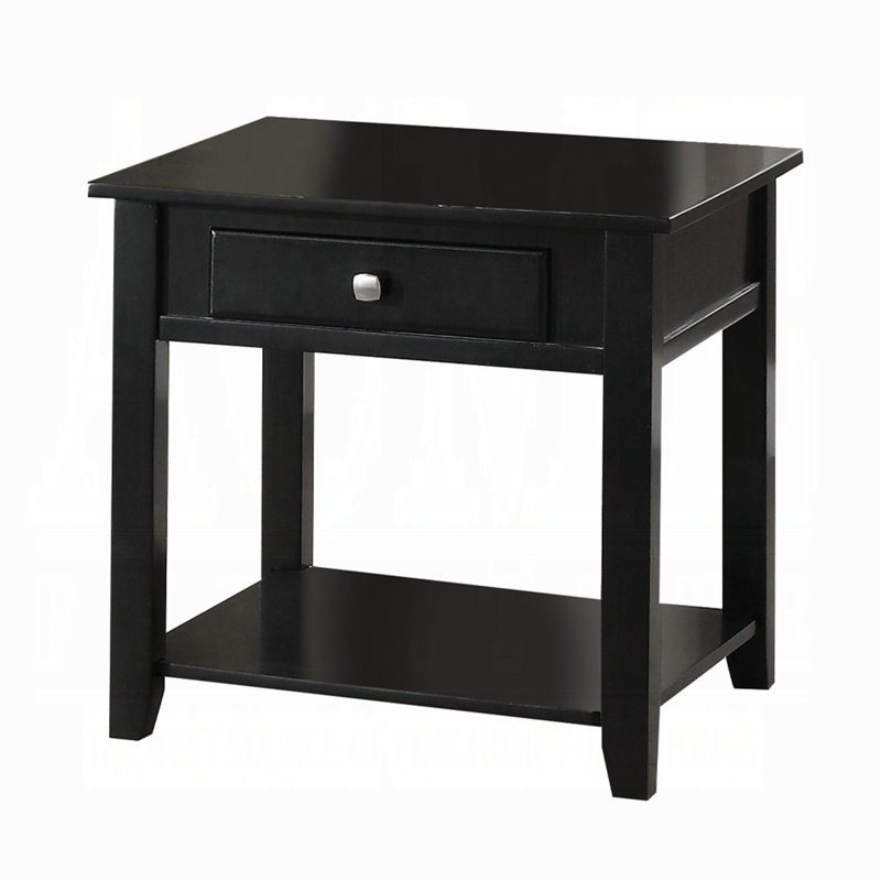 Black End Table with Bottom Shelf