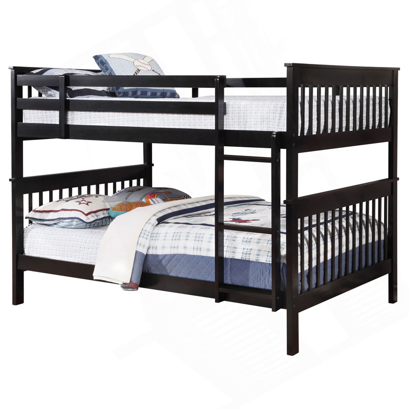 Lit superposé double au-dessus de la tête de lit double en bois noir Severington