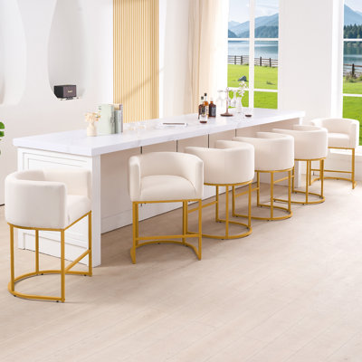 Tabouret rembourré à hauteur de comptoir avec structure en métal (ensemble de 6)