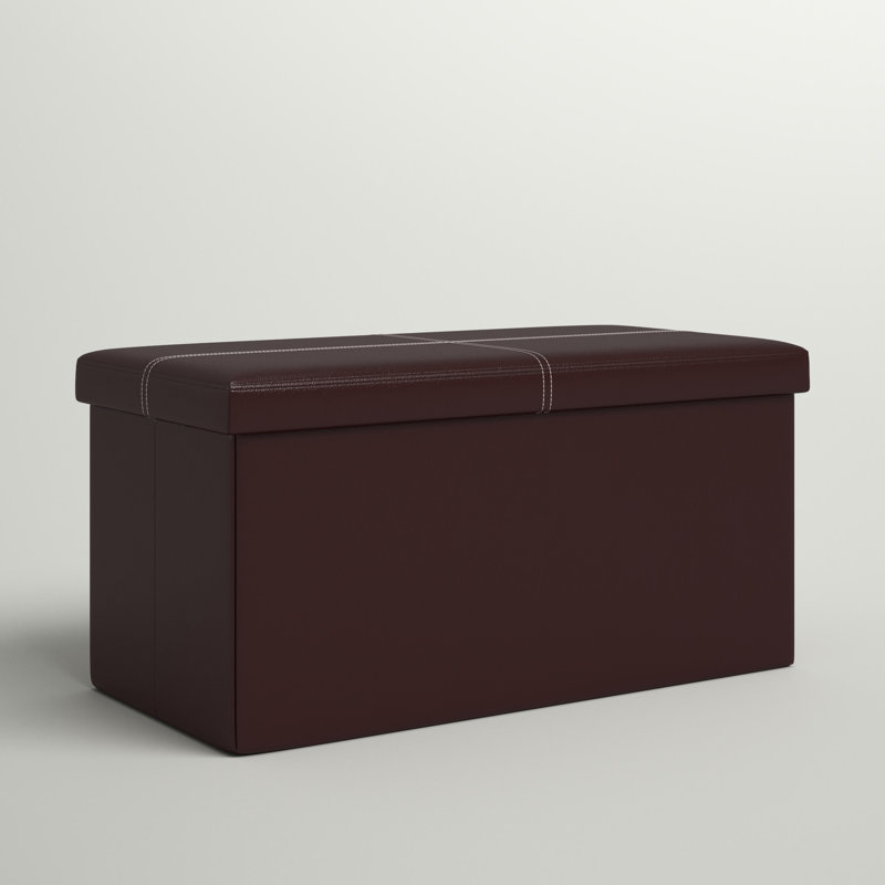 Boîte cubique avec rangement et repose-pieds, Similicuir brun