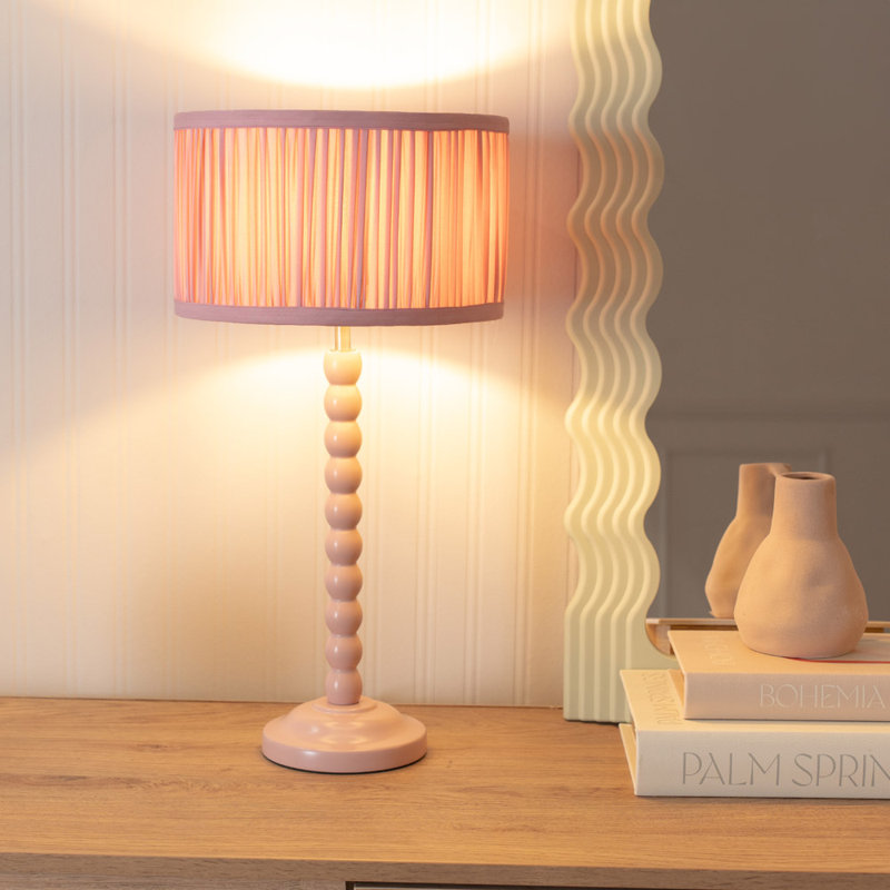 Rosino Wood Table Lamp, No, Pink, Pink