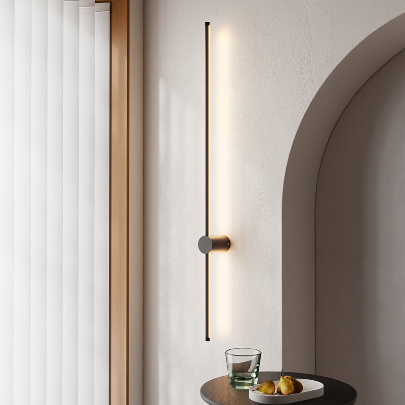 Aluminium LED Wall Light 100cm Wide Flush Mounted Sconce, Black