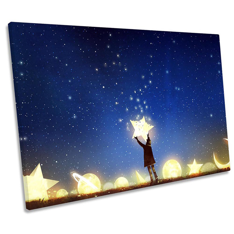 Z5722 Boy Stars Planets Fantasy - Wrapped Canvas Print, 30.5cm H x 45.7cm W x 2cm D