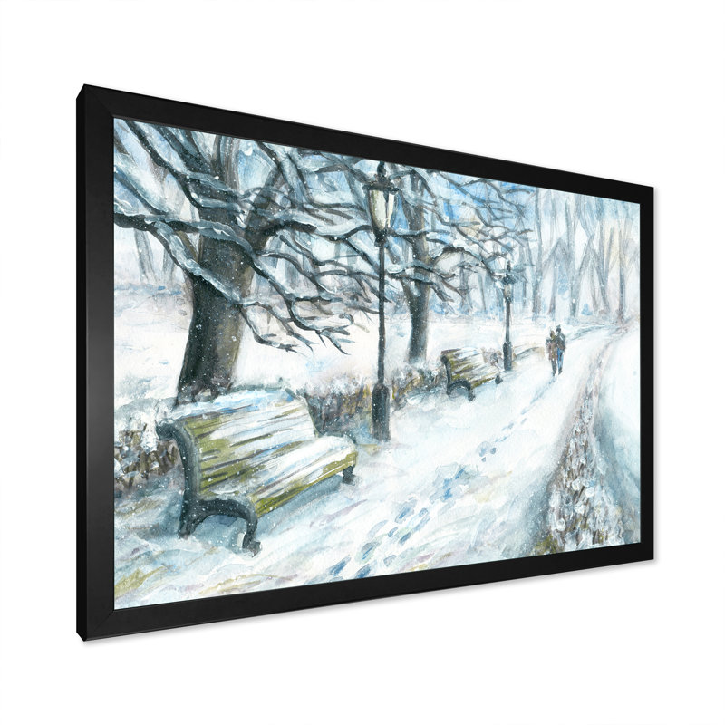 Winter Park At Christmas - reproduction de cadre flottant sur toile, H 8 po x l 12 po x P 1 po, Cadre noir