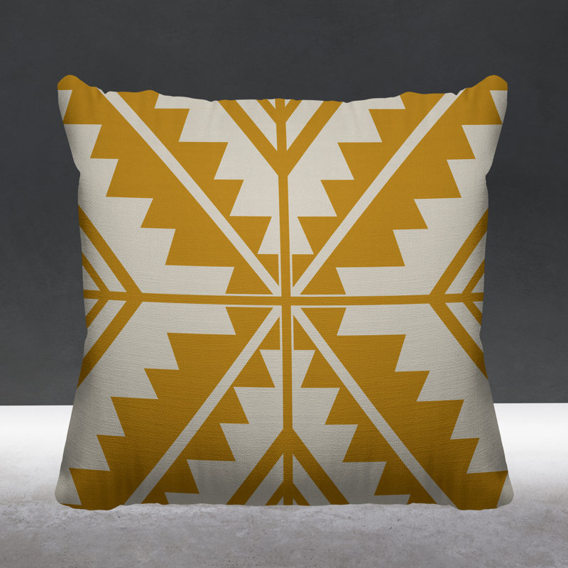 Coussin décoratif intérieur / extérieur Tala Southwestern, L 17 po x H 17 po, Jaune