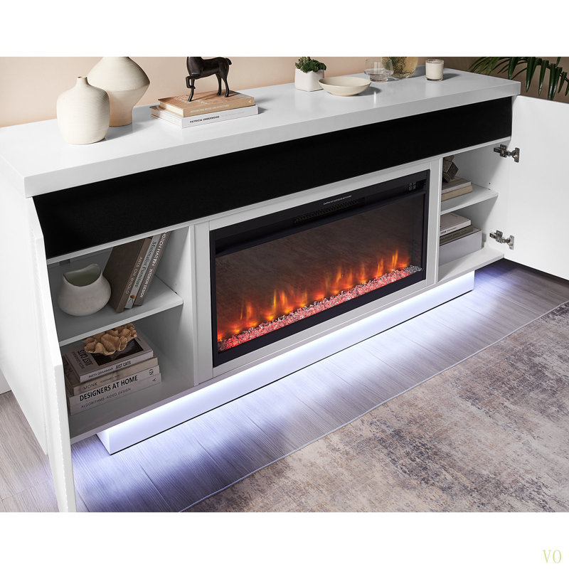 ALESSIA 76" FIREPLACE With 15 Temperature Settings, 7 LED Colors, 5 Flame Speeds, 8 Flame Types & Sleep Timer