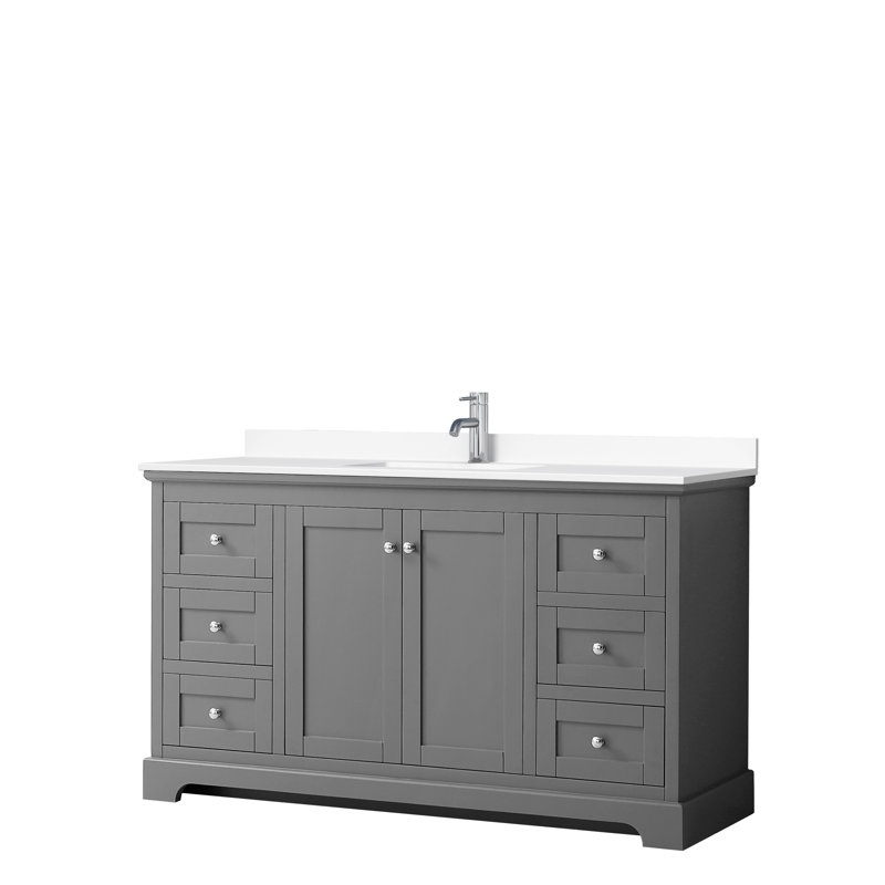 Avery 60'' Dark Gray Single Bathroom Vanity with Marble Top